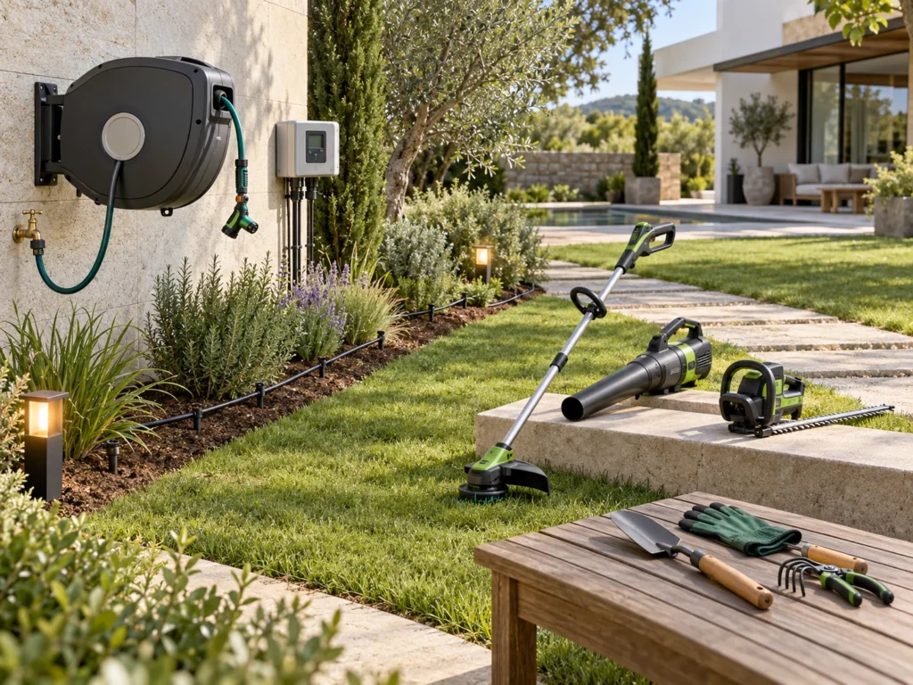 Hose reels, automatic irrigation, outdoor power equipment, garden lights and manual garden tools for B2B garden equipment sourcing.